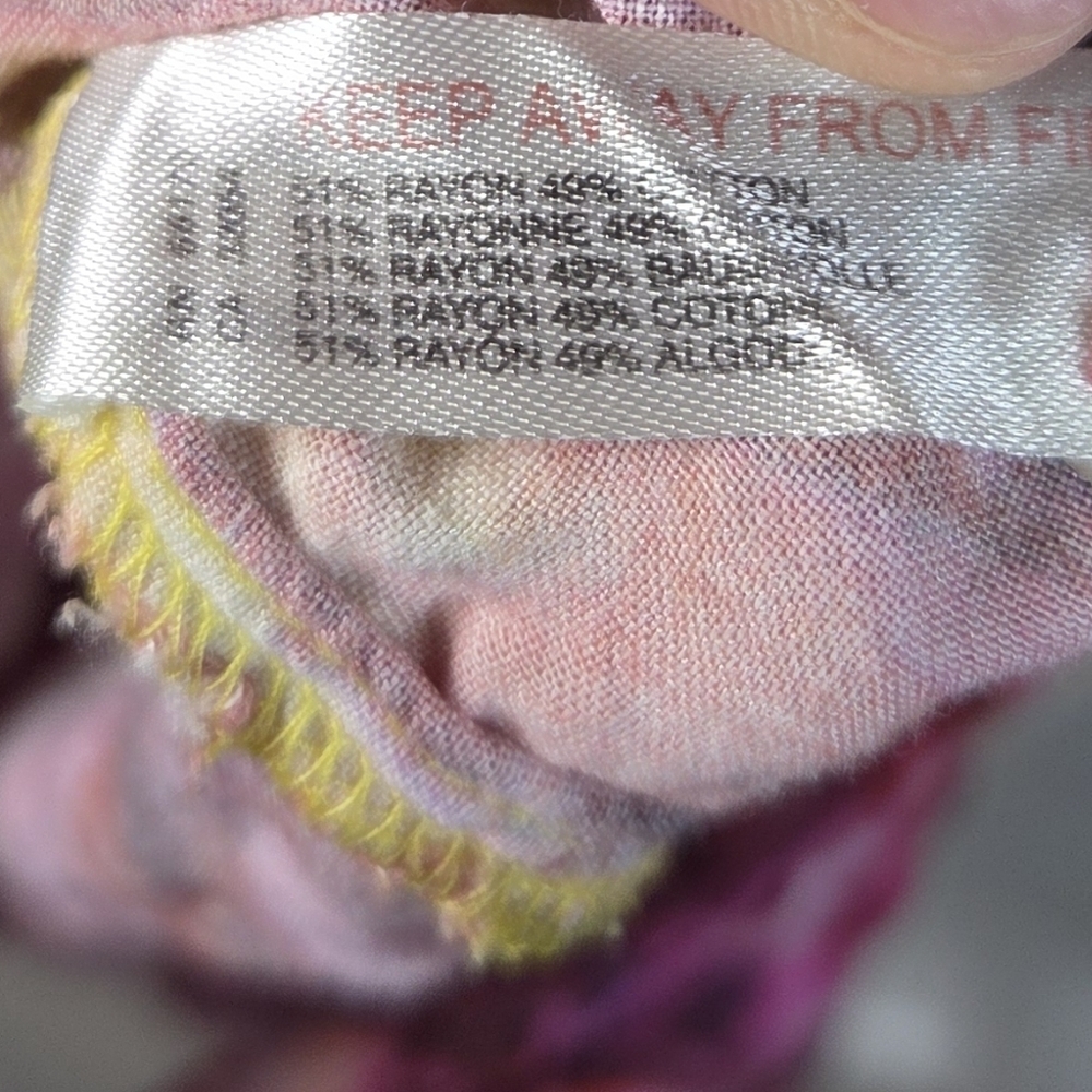 Anthropologie Oversized Button Down Tunic Shirt Hombre Tie Dye Boho Pink Large - Picture 8 of 11